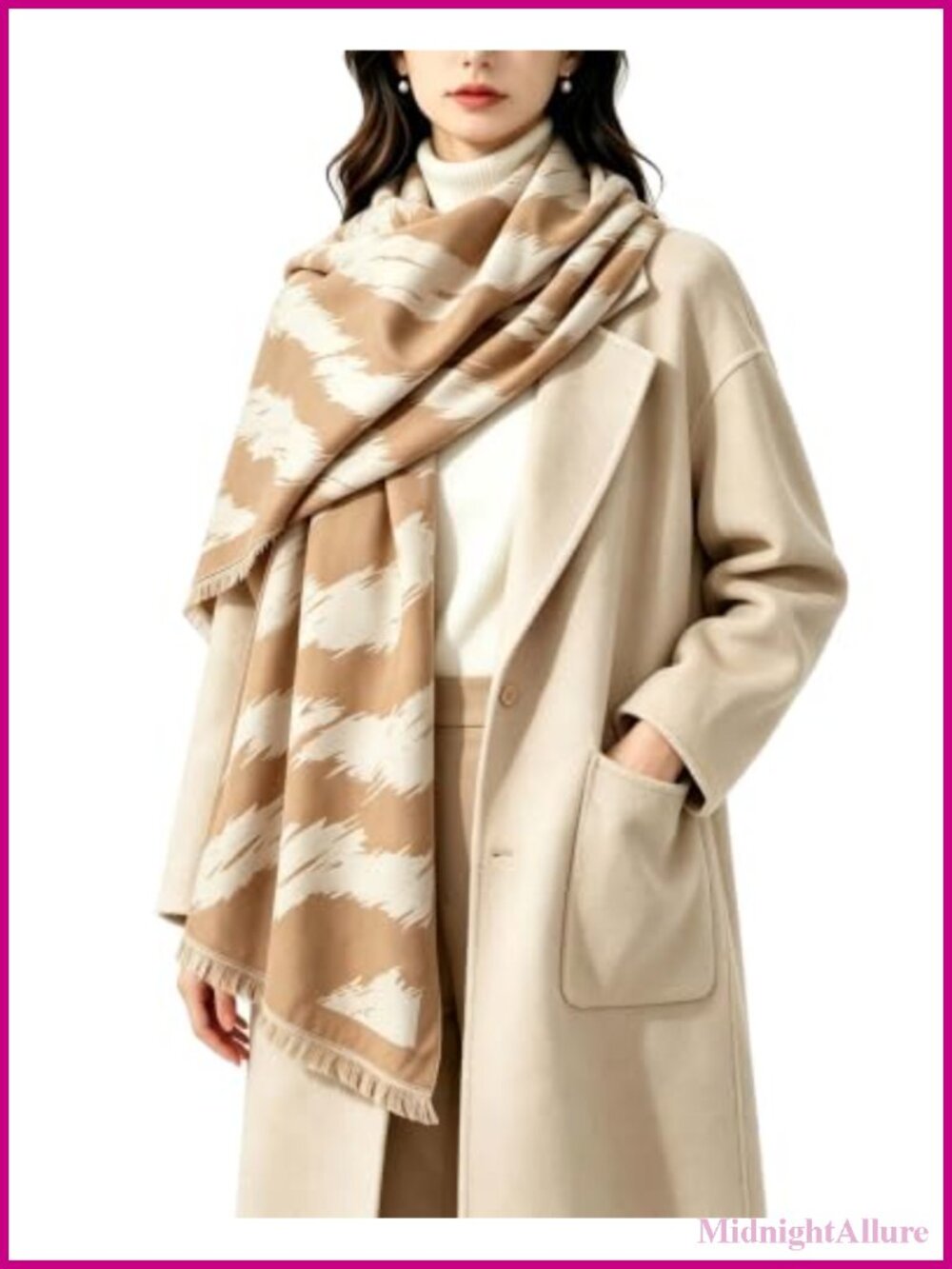 Reversible Soft Knit Scarf Shawl Wrap Tassel Winter Warm